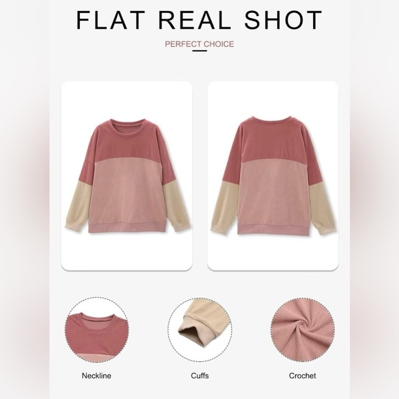 Color Block Ribbed Oversized Corduroy-Feel Pullover - Small - Picture 5 of 16